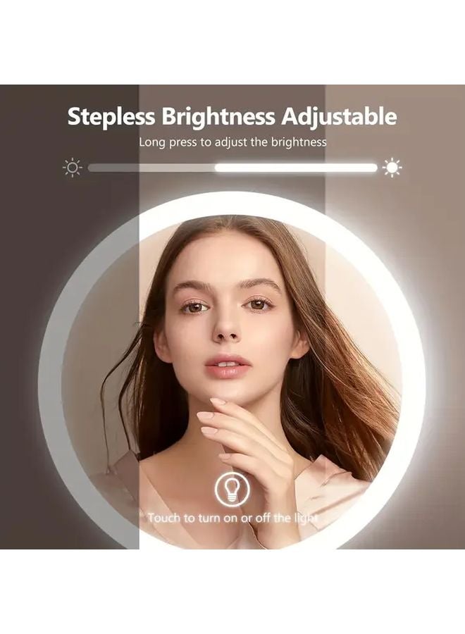 مرآة مكياج LED قابلة للتعتيم مع تكبير 1X و 10X و 3 إعدادات ألوان وتصميم دوار 360 درجة - Image 5